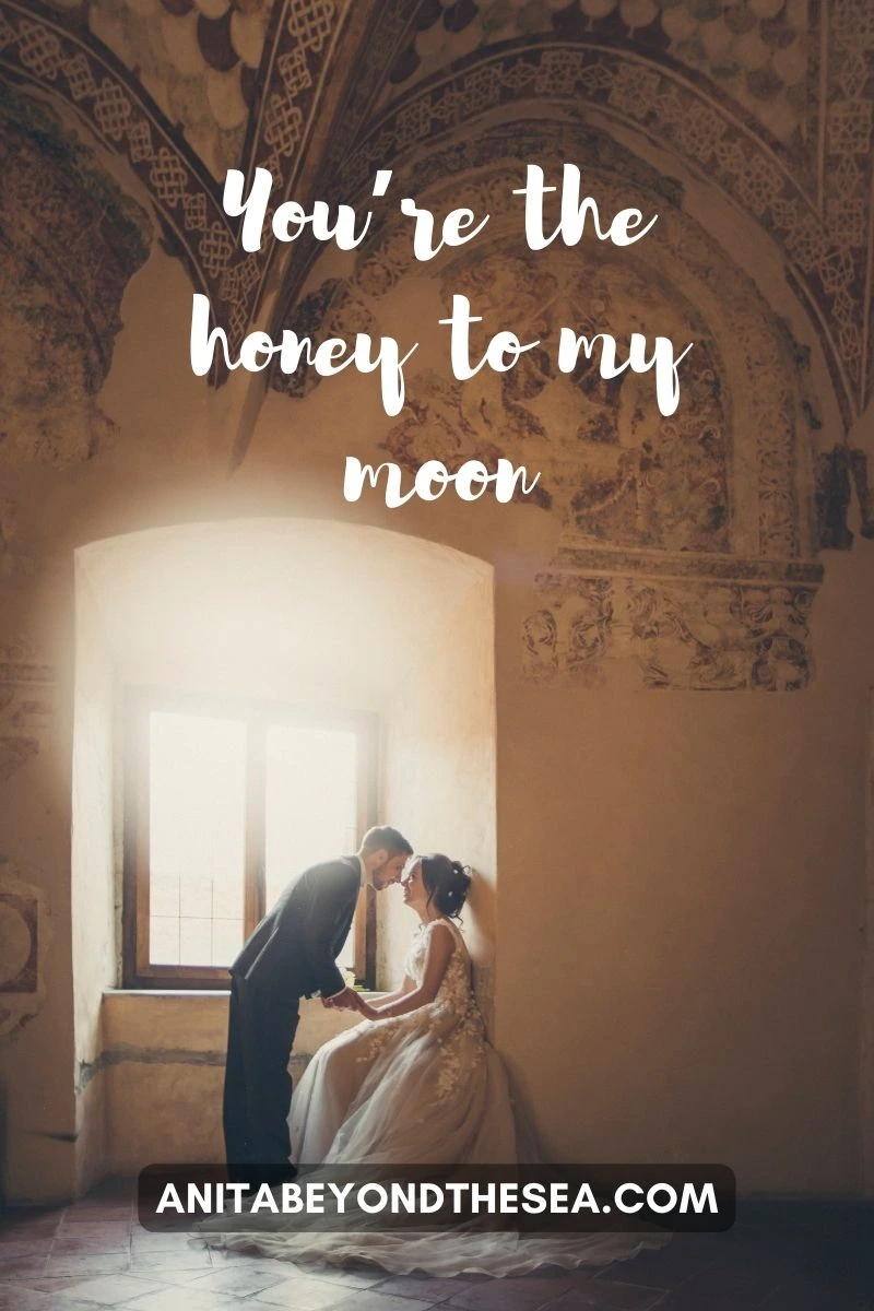 You’re the honey to my moon. Travel couple Instagram captions