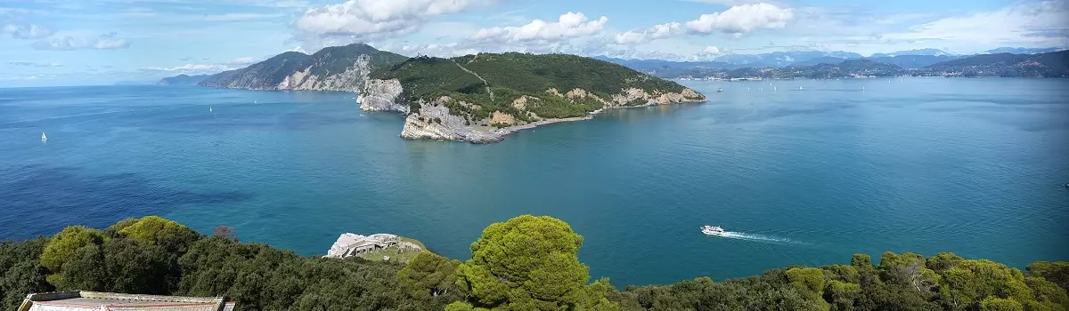 view from la palmaria of porto venere and the gulf of poets