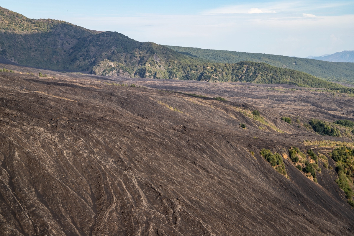 valle del bove lava flows on mount etna north