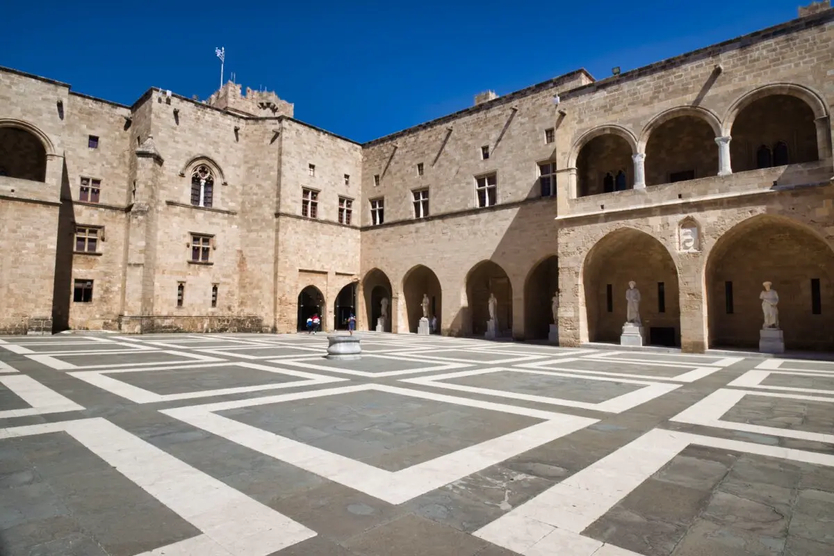 grandmaster palace and courtyard rhodes old town