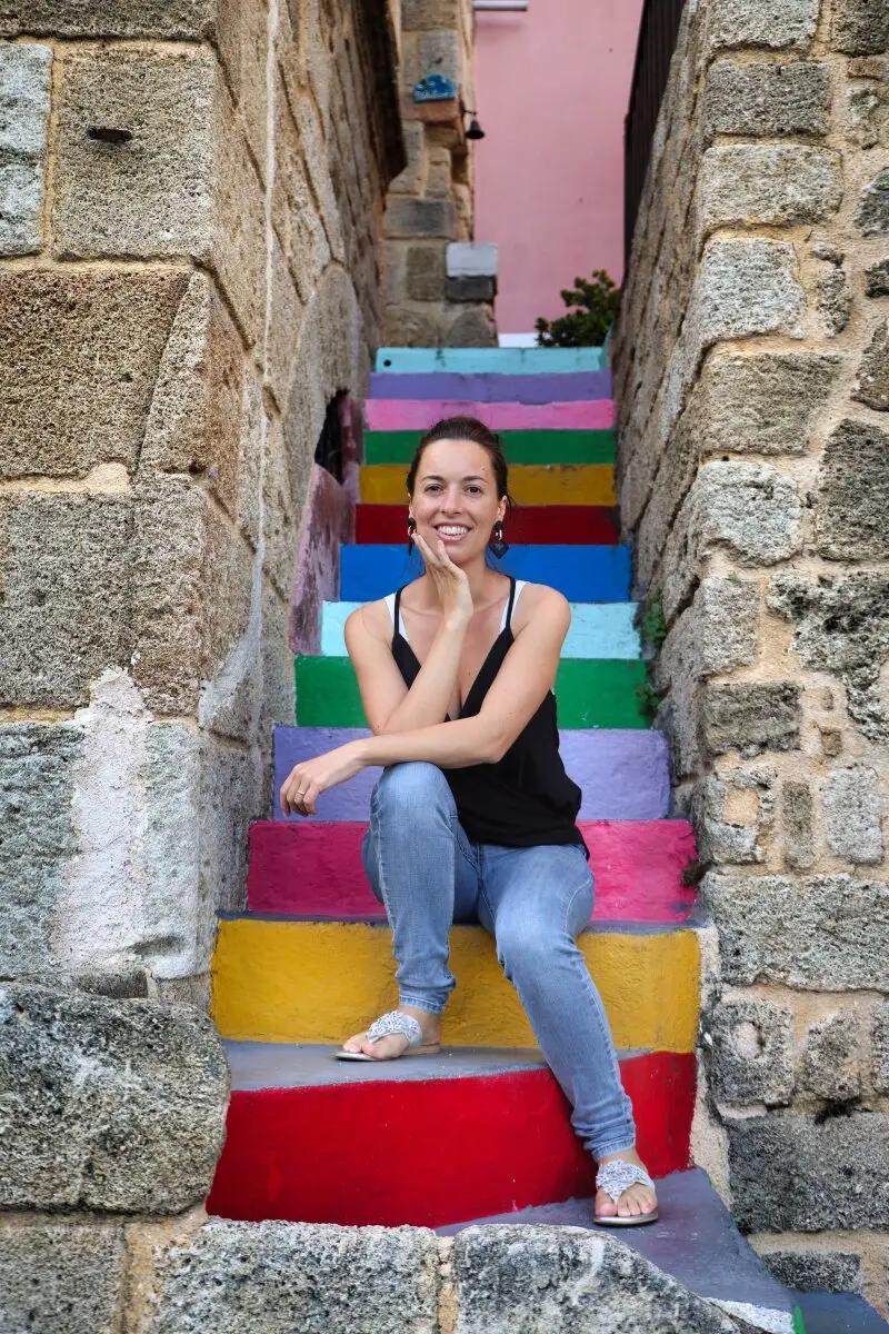 rainbow stair in rhodes old town